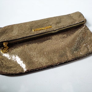 Victoria's Secret Bag Purse Gold Sequin Clutch/make up Sparkly
