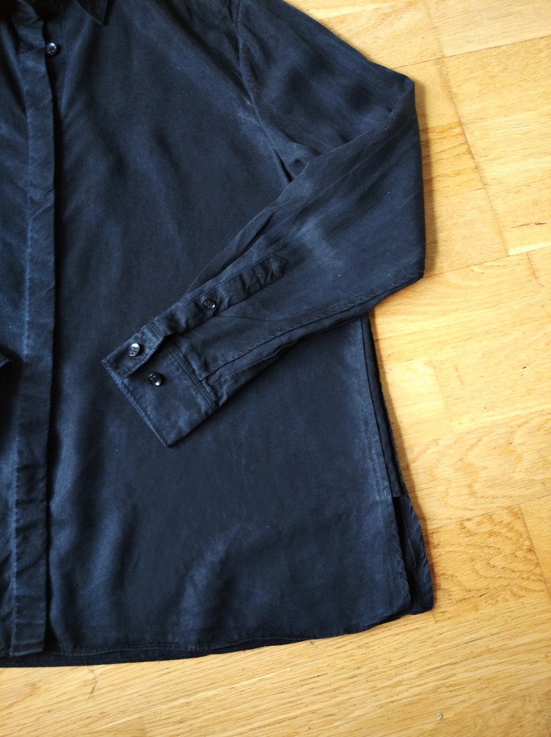 Acne Studios Women's Vintage Button Down Shirt Long Sleeves, Women Black Shirt image 9