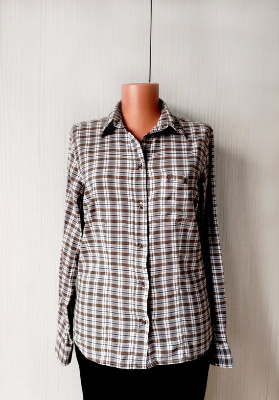 Fjallraven, Vintage Fjallraven Plaid Shirt: Women's Long-Sleeved Cotton Blend