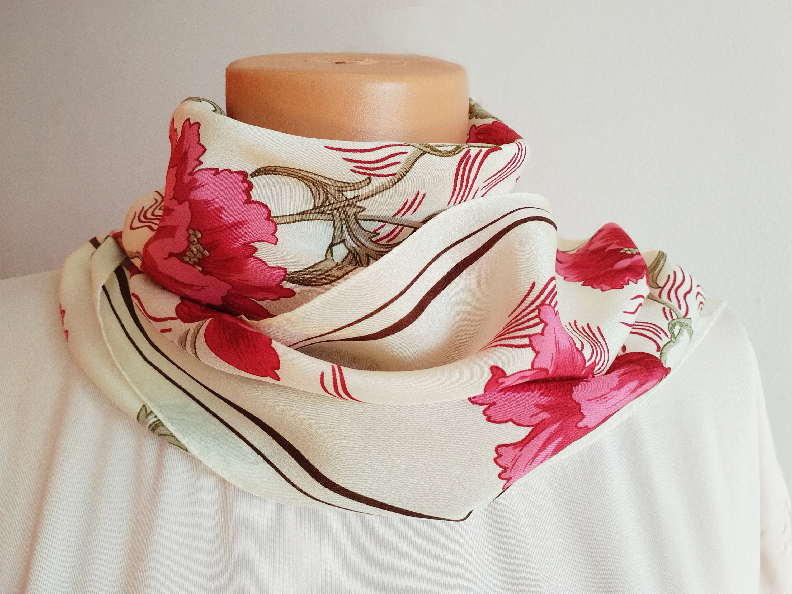 Anne Klein Vintage Floral Silk Scarf