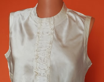 Vintage Vera Neumann Seidenbluse : Cremefarbenes Ärmelloses Designer Top