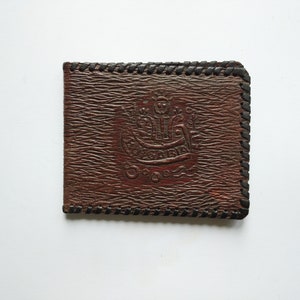 Vintage Genuine Embossed leather Wallet ,Genuine Brown Leather Men&#39;s Wallet ,Handmade Leather Wallet From 60s, Gift For Him