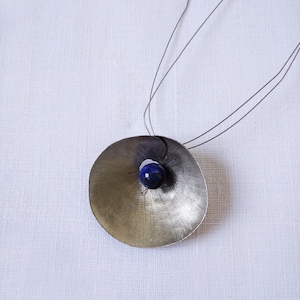 Handmade Sterling Silver Lapis Lazuli Disc Pendant Necklace