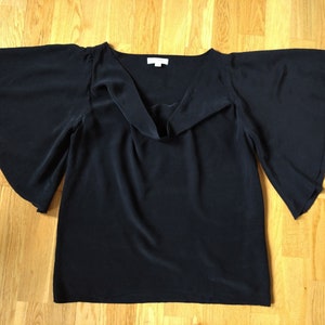 Vintage Women&#39;s Silk Top Margit Brand,Margit Brandt Cowl Neck blouse,Silk Blouse in Black Size 40
