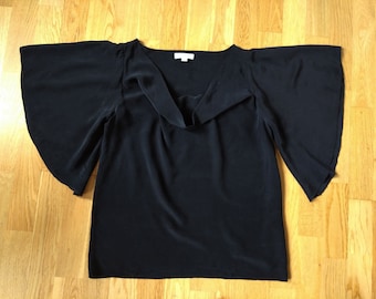 Vintage Women&#39;s Silk Top Margit Brand,Margit Brandt Cowl Neck blouse,Silk Blouse in Black Size 40