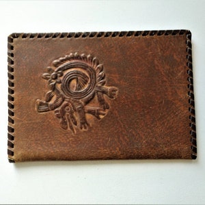 Vintage Genuine Embossed leather small folder ,leather book cover, Business folder ,Tooled leather folder, Genuine leather portfolio