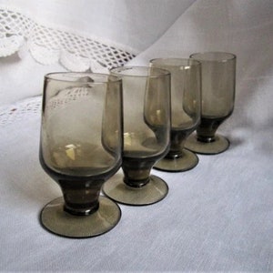 Vintage Smokey Glasses , Small fancy glasses, Brandy glasses ,Shot Glass ,Set of 4 glasses, four Antique Glasses ,Old Glasses