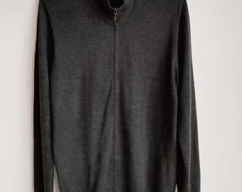 Cardigan con zip intera in cashmere Falconeri - Maglione grigio a maglia fine da uomo