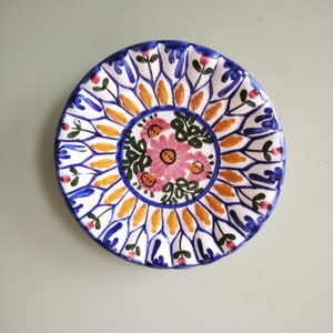 Vintage Hand painted Ceramic Plate ,Wall Hanging plate , Floral plate ,Decorative plate, Rustic decor
