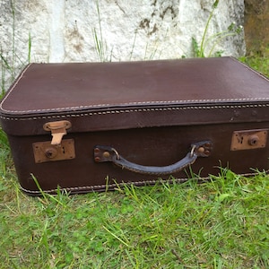 Vintage Leather Suitcase ,Antique Suitcase, 1920s Suitcase ,Old Suitcase ,Vintage Brown Travel Case ,Home Decor