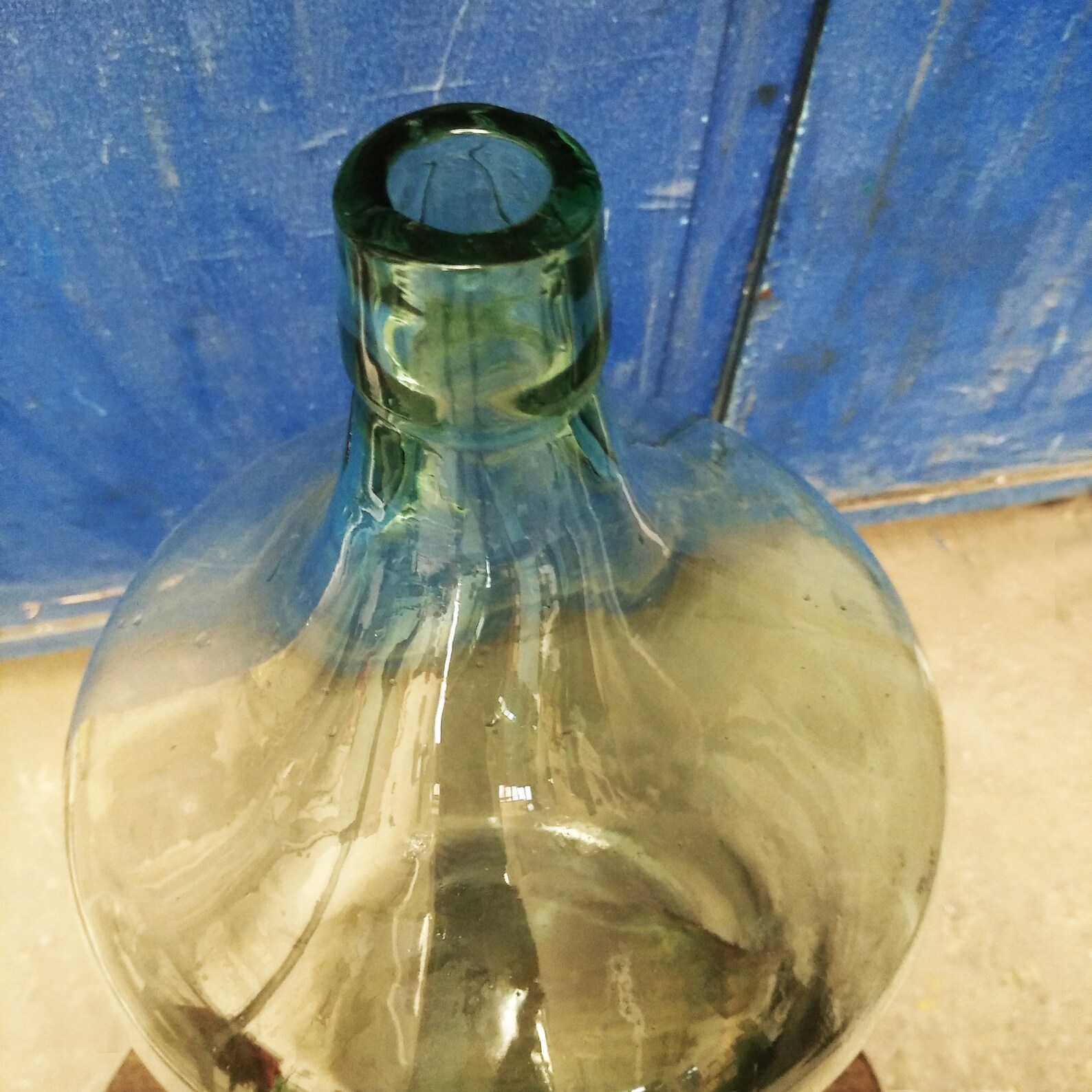 Vintage Large Hand Blown Glass Demijohn Bottle Antique Light Etsy