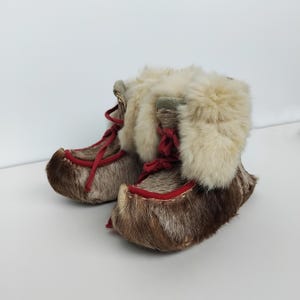RARE Vintage Saami Lapland Children&#39;s Shoes,Reindeer Fur Boots,Sami Boots, Sami Handicraft Shoes,Hand Crafted Finnish Folk Art