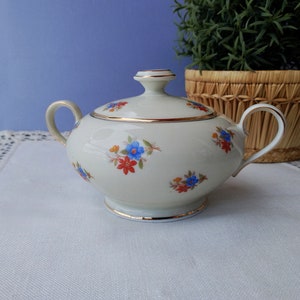 Vintage Edelstein Bavaria Porcelain Sugar Bowl , Floral Pattern Sugar Bowl With Lid,Rustic Décor