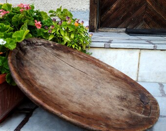 Antique Bowl, large Wooden Round Bowl/Small Hand Made Table ,Rare Vintage  Bowl ,Antique table ,Country house decor