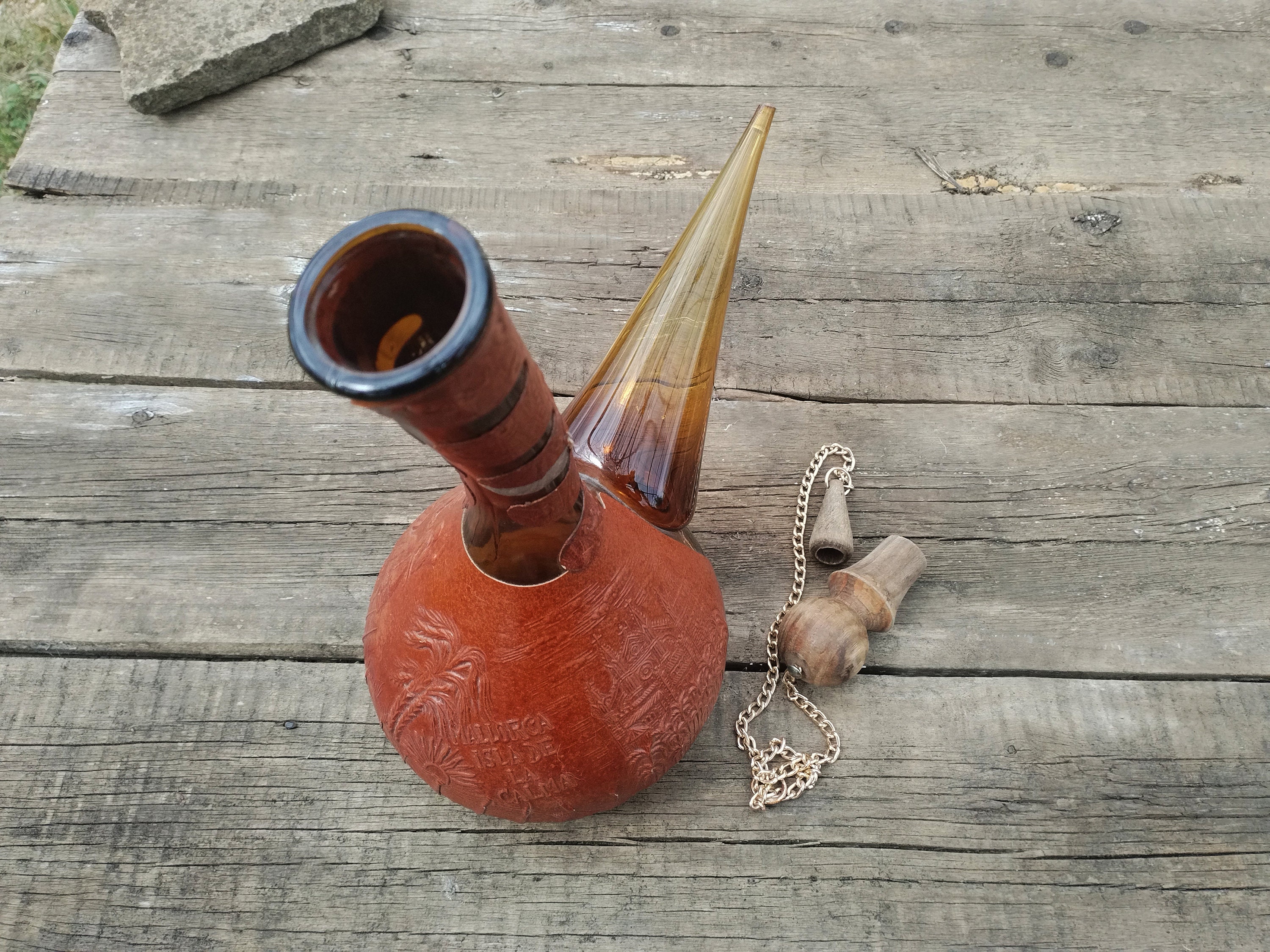 Vintage PORRON Wine Decanter ,vintage Spanish Amber Glass Wine Decanter