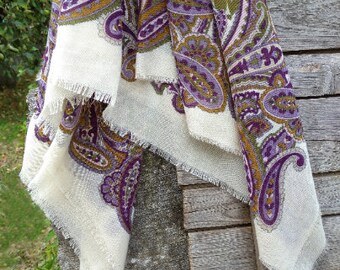 Vintage Italian Polyester Scarf: Large Paisley Print Headscarf