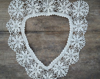 Vintage Handmade Crocheted Lace Collar - Detachable Cotton Neckline