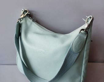 Vintage Longchamp Light Blue Leather Shoulder Bag - Made in France