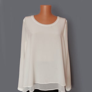 Vintage Rene Lezard zijden blouse: damestop met lange mouwen, maat 38