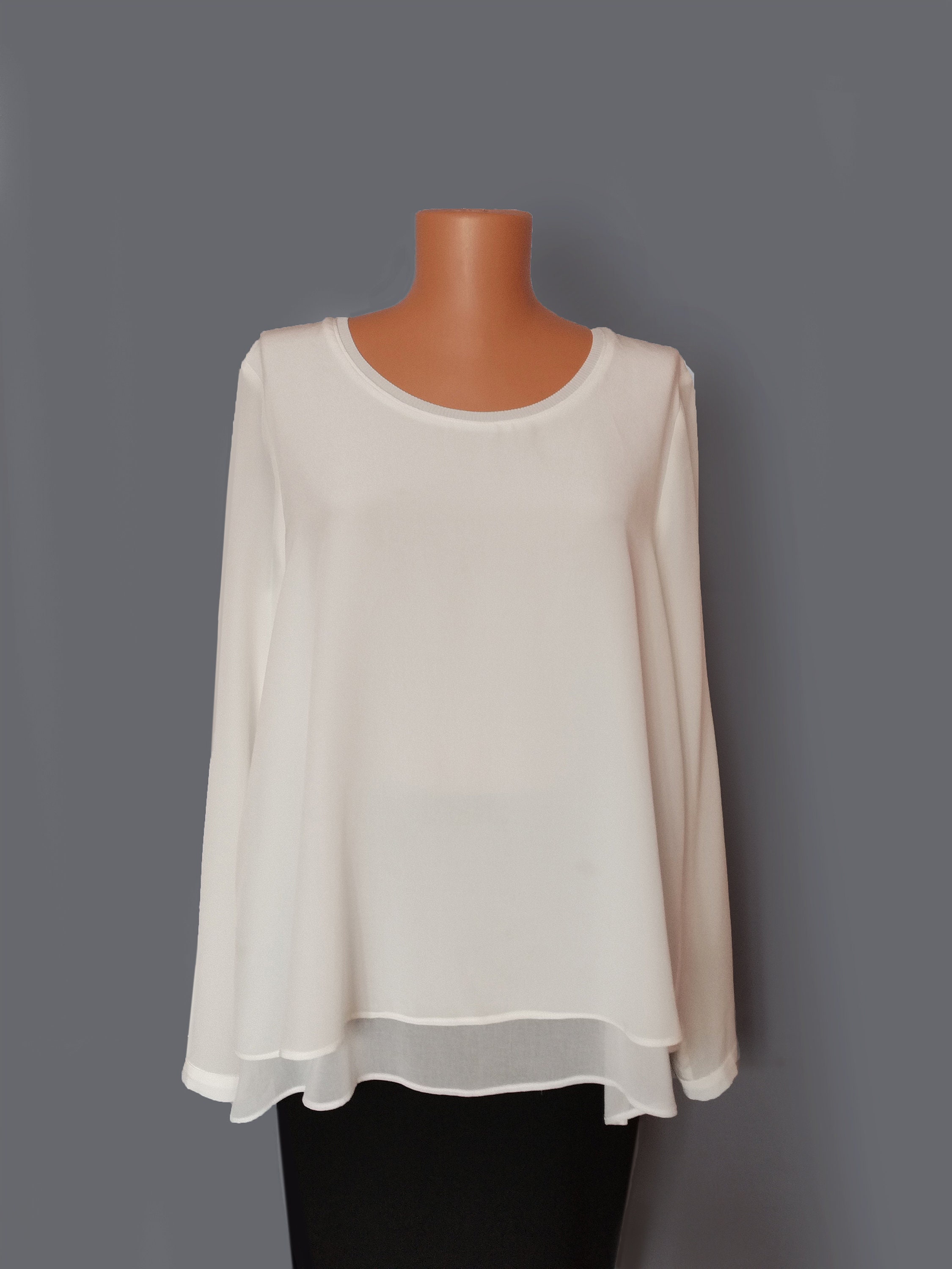 Vintage Rene Lezard Silk Blouse: Women's Long Sleeve Top, Size 38