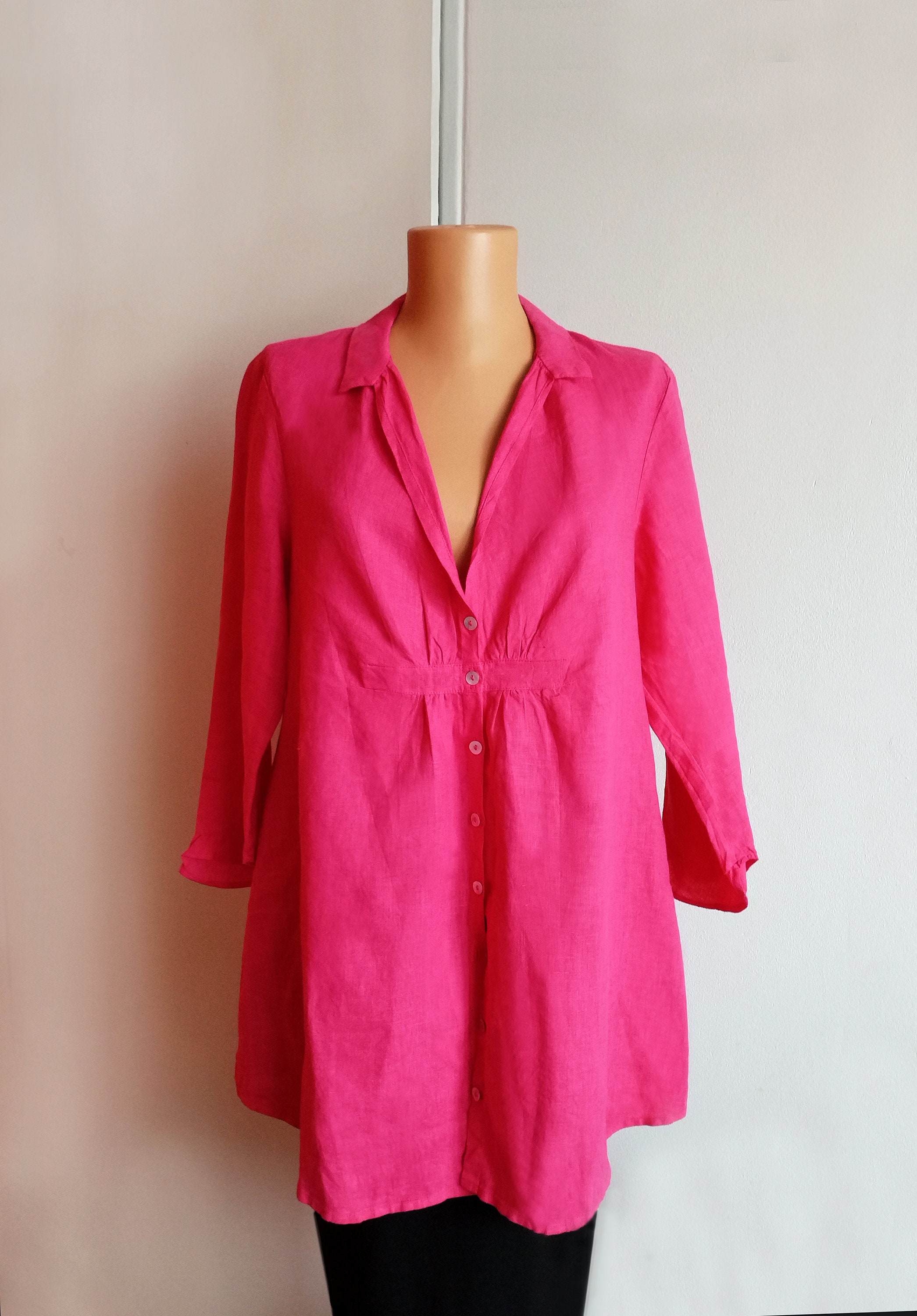 Vintage Backstage Linen Pink Dress Tunic,women's Linen Tunic,casual Summer  Top,100% Linen Clothing Women - Etsy