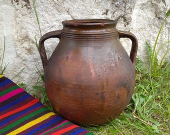 Antique clay pitcher ,Vintage vessel, Antique Bulgarian Pottery ,Traditional ceramic pitcher ,Country décor