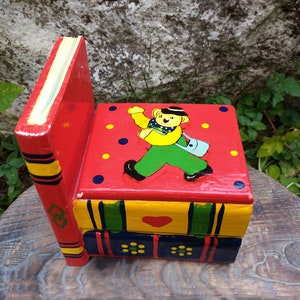Vintage wooden box for children ,Hand painted Wooden Memory Box ,Jewelry box, Storage box , Hand Decorated Box ,Rustic Home Decor