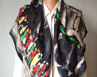 Vintage Pierre Cardin Silk Scarf: Italian Designer Art Scarf