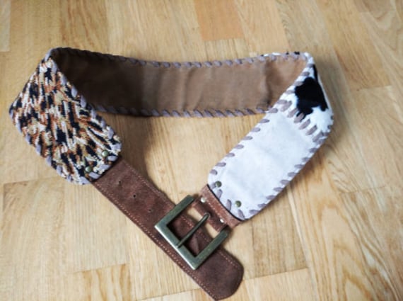 Vintage Tapestry Denim Belt: Wide Boho Waist Belt - Etsy display picture 3