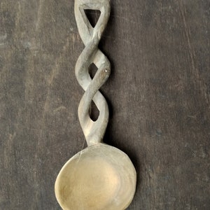 Hand Carved Wooden Spoon: Antique Rustic Farmhouse Decor
