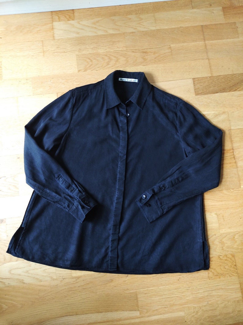 Acne Studios Women's Vintage Button Down Shirt Long Sleeves, Women Black Shirt image 8
