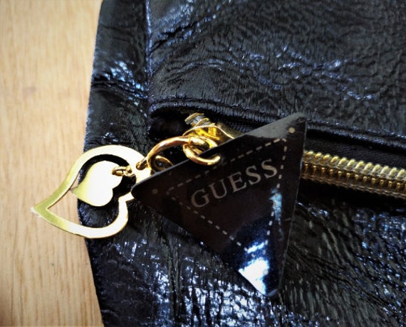 Vintage Guess Purse ,Black Patent Leather Mini Ba… - image 7