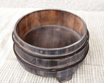 Antique Swedish Wooden Primitive Bowl,Handmade Round Wood Bowl,Rustic Style Home Decor