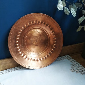 Vintage Large Copper Bowl, Bulgarian Copper Bowl ,Vintage Decorative Copper Plate ,Shallow Copper Bowl, Rustic Bowl ,Home Decor
