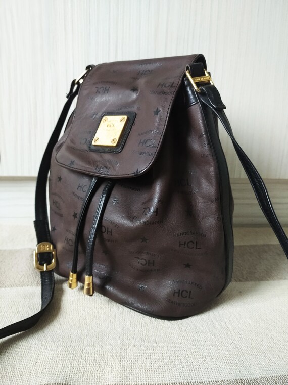 Vintage HCL Leather Bucket Bag: Brown Crossbody Shoulder Bag  display picture 1
