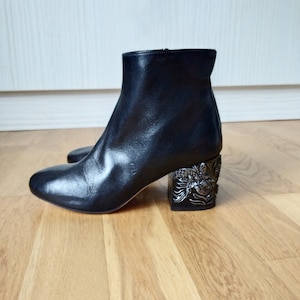 Konstantin STARKE Black Leather Ankle Boots - Size 37, Made in Italy