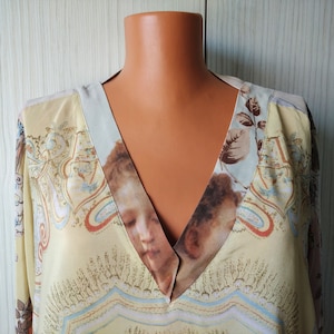 Vintage Dondup Women&#39;s Silk Shirt ,Silk Long Sleeve Tunic Top Sweater Blouse, Designer Silk Blouse