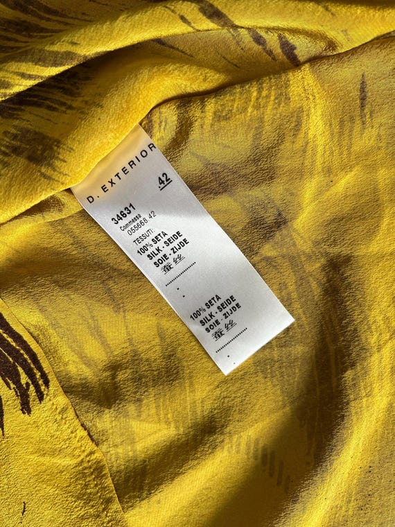 Vintage D.exterior Silk Tunic: Yellow Floral Print, Made in Italy