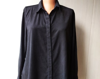 Acne Studios Women's Vintage Button Down Shirt Long Sleeves, Women Black Shirt