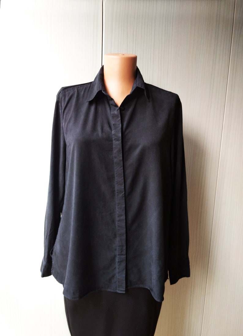 Acne Studios Women's Vintage Button Down Shirt Long Sleeves, Women Black Shirt image 1