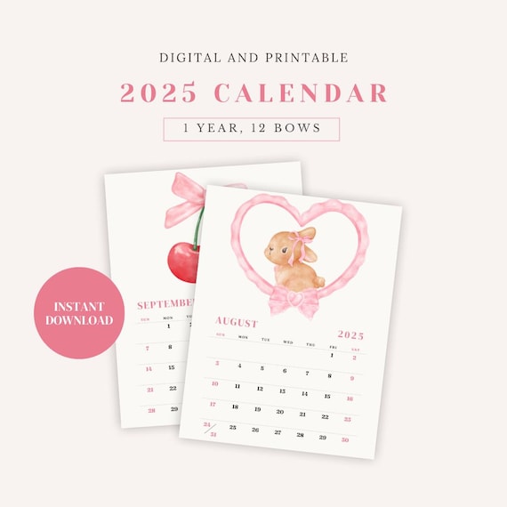 2025 Calendar, Coquette Planner, Goodnotes Calendar, Digital Calendar, Printable Calendar, 2025 Planner, Aesthetic Calendar