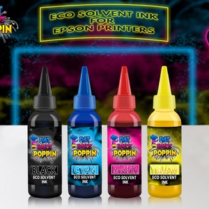 Eco Solvent Water-Based Ink Compatible with ET and WF Inkjet Printers (4) 100ML Bottle Set (1 Black, 1 Cyan, 1 Magenta, 1 Yellow)