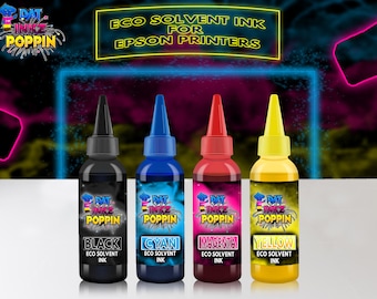 Eco Solvent Water-Based Ink 4 100ML Bottle Set (1 Black, 1 Cyan, 1 Magenta, 1 Yellow)