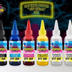 DTF-Tinten Kompatibel mit Inkjet ET-Druckern 100ml 6 Flaschen SET (2 Weiß, 1 Cyan, 1 Magenta, 1 Gelb, 1 Schwarz)