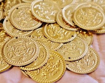 200 X-LARGE Gold/Silver Coins...Real Brass Belly Dance Hip Scarf Accessories Belt Costume Coin Beads (1.25" Inches)