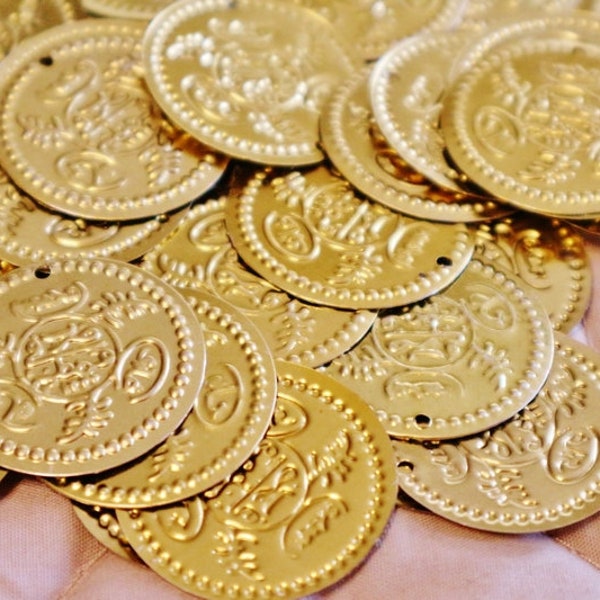 200 X-LARGE Gold/Silver Coins...Real Brass Belly Dance Hip Scarf Accessories Belt Costume Coin Beads