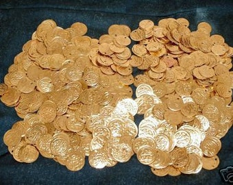 100 Gold/Silver Coins...Real Brass Belly Dance Hip Scarf Accessories Belt Costume Coin Beads