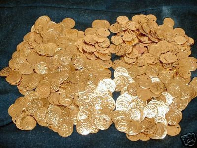 100 Gold/Silver Coins...Real Brass Belly Dance Hip Scarf Accessories Belt Costume Coin Beads 100 Gold Coins