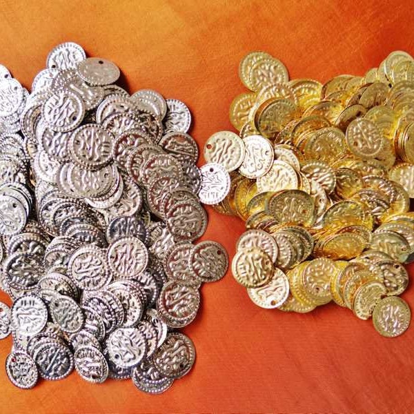 400 Gold/Silver Coins...Real Brass Belly Dance Hip Scarf Accessories Belt Costume Coin Beads