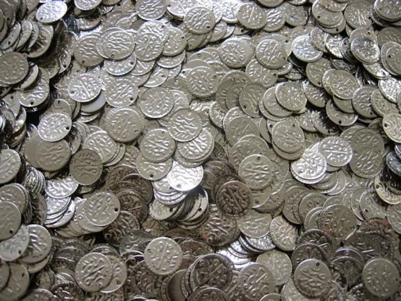 100 Gold/Silver Coins...Real Brass Belly Dance Hip Scarf Accessories Belt Costume Coin Beads 100 Silver Coins